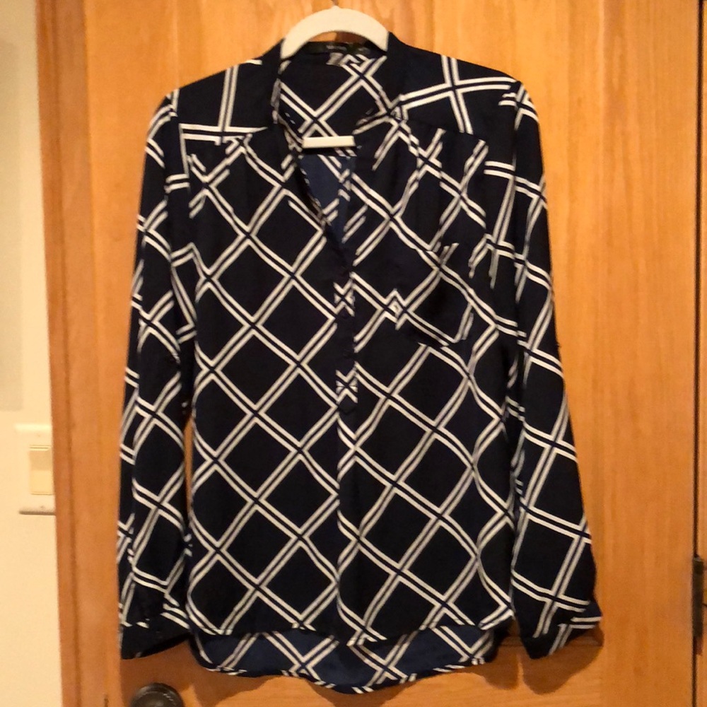 Blue and white blouse
